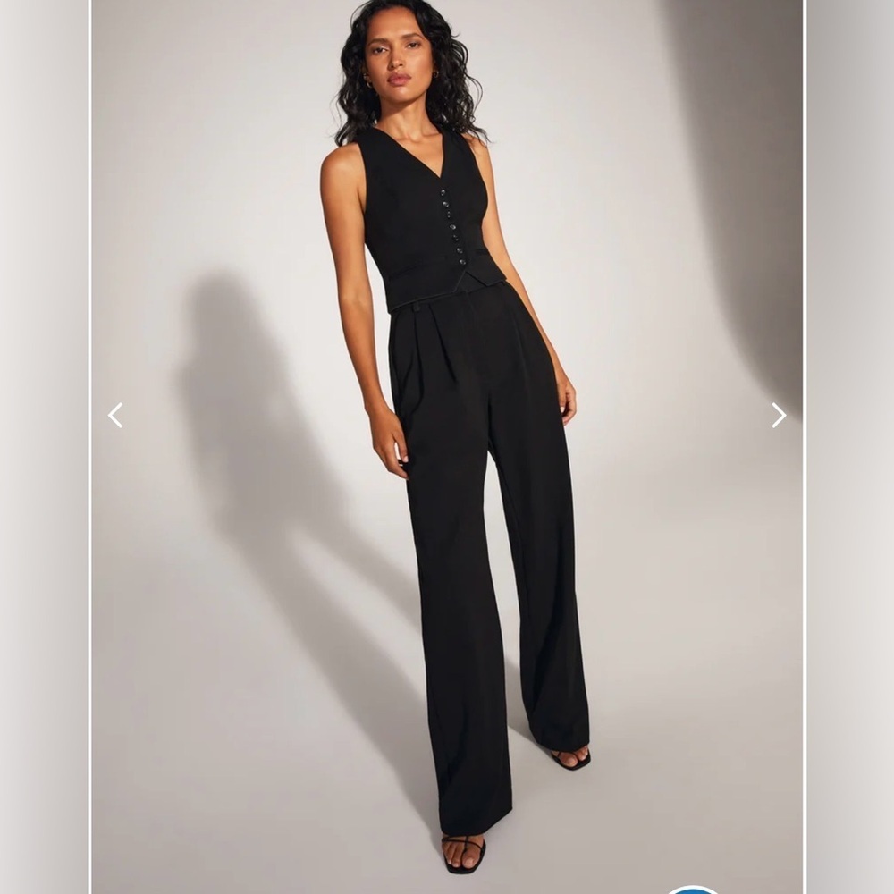 Favorite Daughter Black High-Waist Wide-Leg Trousers